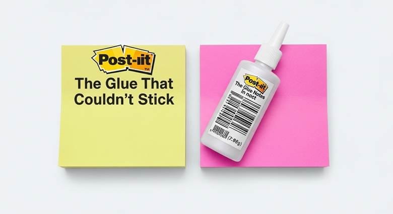 Spencer Silver and Art Fry holding yellow Post-it Notes, the product of failed super-strong adhesive at 3M